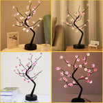 arbre artificiel lumineux veilleuse usb led base circulaire noir rose clair moderne minimaliste