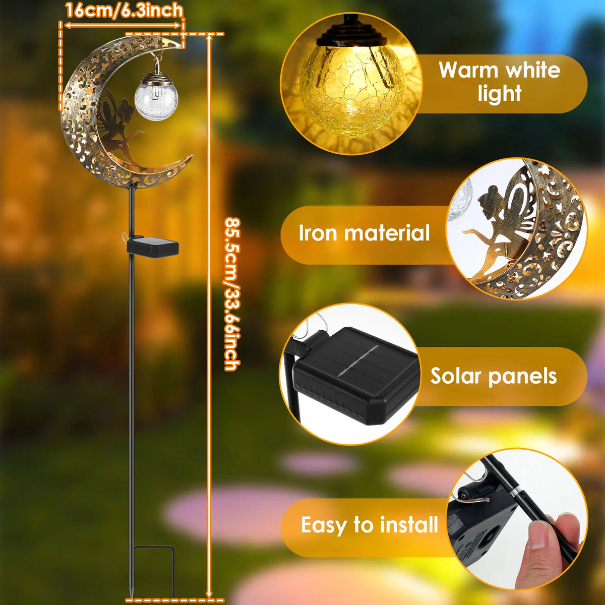lampions solaires perforés feuilles dorés modernes extérieurs scintillants décoration jardin