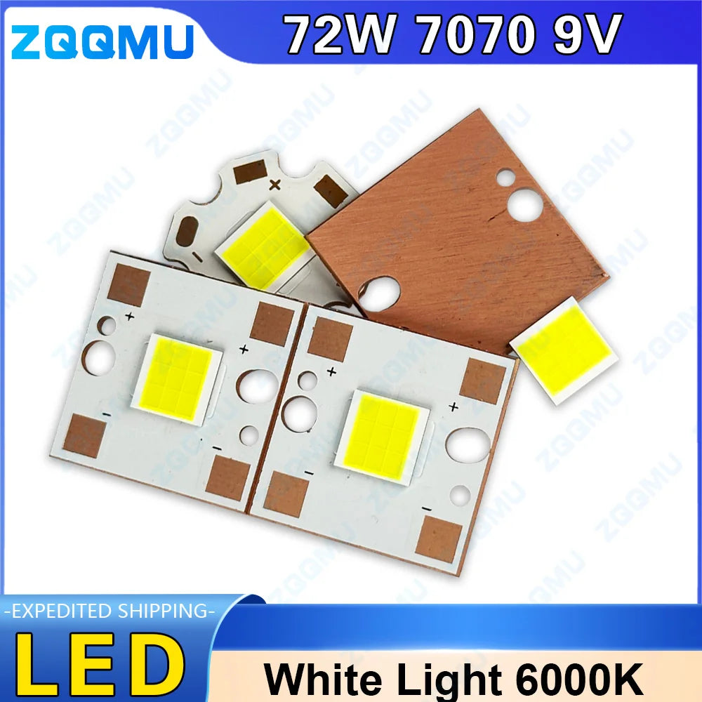lampe led haute puissance 7070 blanc 6000k 72w 7000lm cuivre industrielle