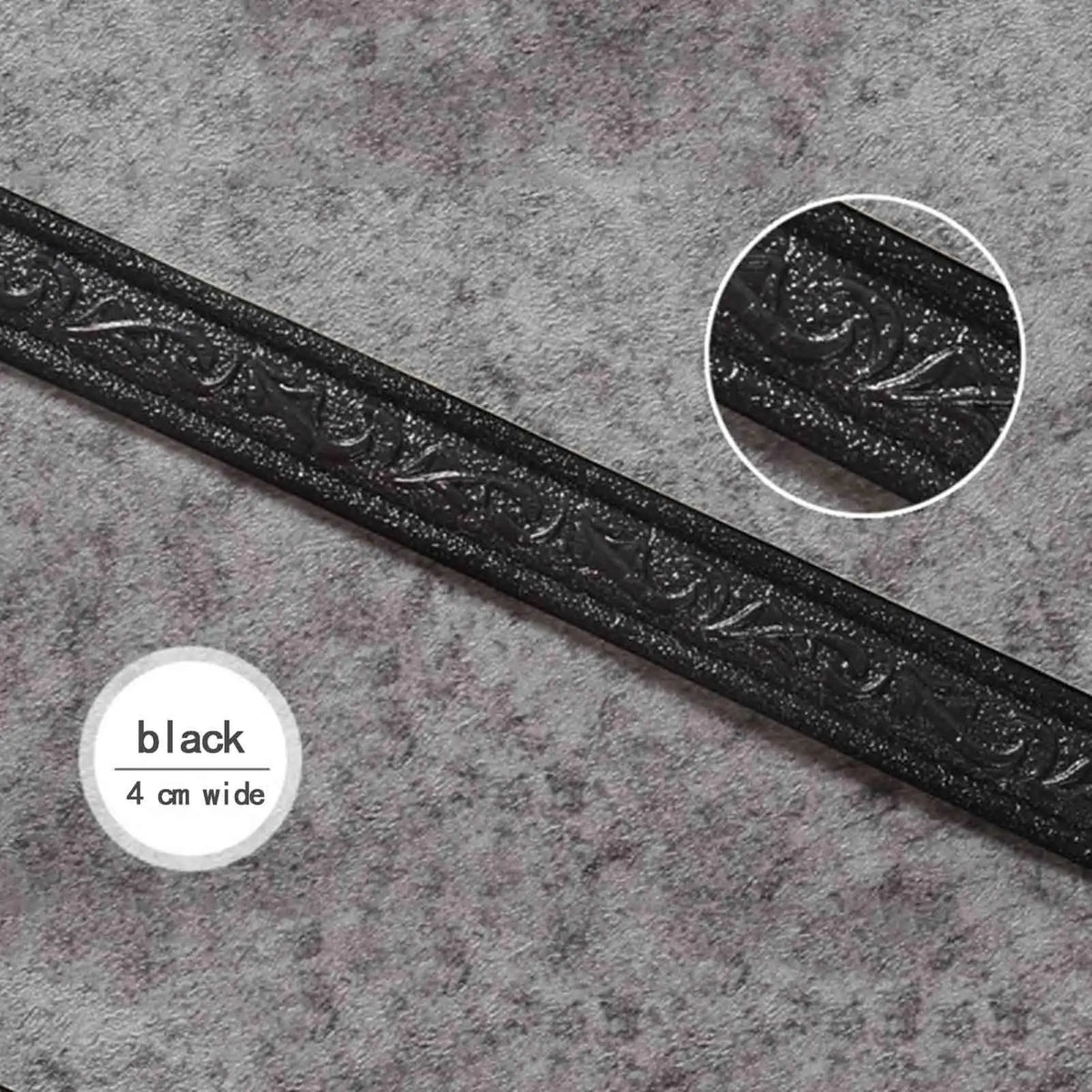 bande décorative murale autoadhésive 3d relief floral moulures classiques 230cm noir blanc beigeclair