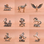statue cheval bronze doré motifs floraux géométriques artisanal rétro bouclier couronne