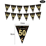 fanions anniversaire 30 40 50 60 ans noir doré confettis happy birthday festifs