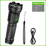 lampe torche rechargeable 300w led noire affichage numérique distance 50100mètres
