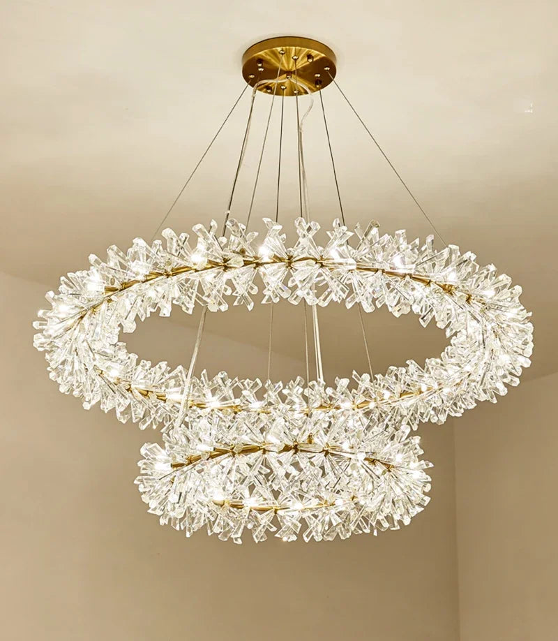 lustre suspension moderne cristal doré transparent luminaires salon luxe géométrique