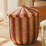 panier rangement rayé rouge blanc beige traditionnel réutilisable opacité petit grand chambre enfant