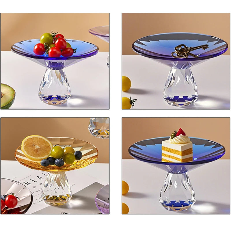 plateau dessert cristal transparent facetté moderne élégant fruits collations luxe
