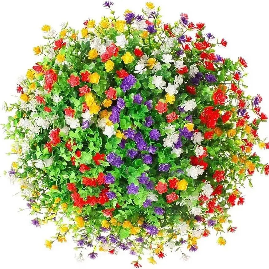 bouquets artificiels fleurs violettes oranges jaunes blanches modernes extérieurs mariage décoration festive