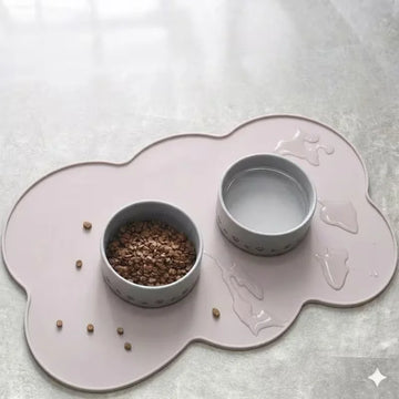 tapis nourriture animal nuage rose clair moderne assiette jaune