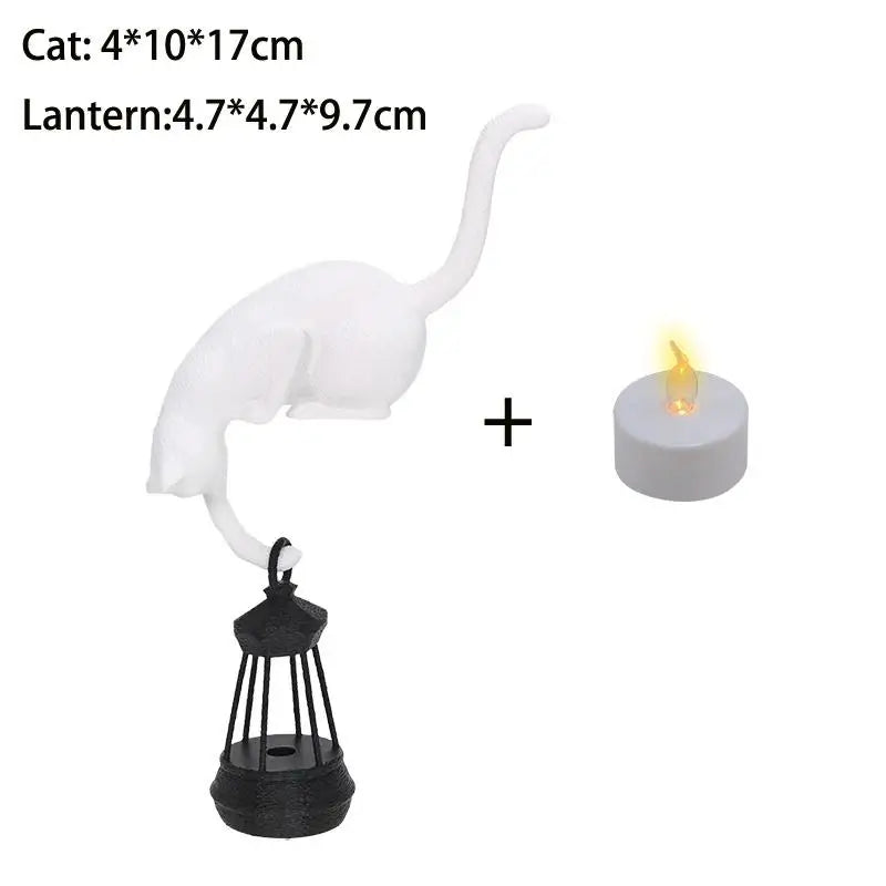 porte clés chat noir blanc lanterne décorative adhésif créatif contemporain minimaliste