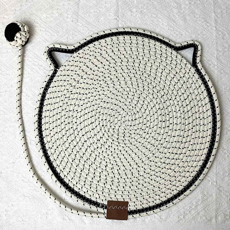 tapis chats tissé motif spirale moderne couleur noir blanc beige vert violet marronclair jouet
