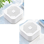 filtre bain réutilisable perforations géométriques adhésif blanc gris moderne respectueux environnement