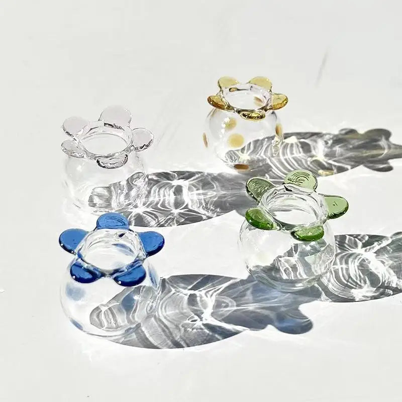 vase verre transparent décoration fleurs colorées oiseau sculpture artisanale objet maison décoratif