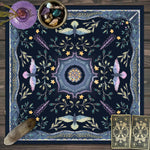 tapis décoratif phénix papillons cristaux astrologie noir rose blanc vert bleu doré moderne fantastique