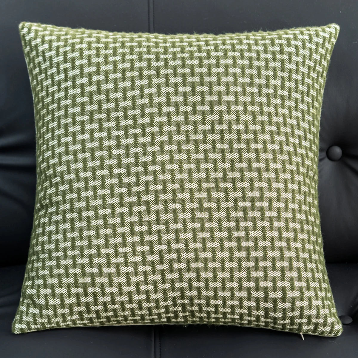 coussin deco vert olive motif floral moderne polyester jacquard adhesif 45x45cm 30x50cm