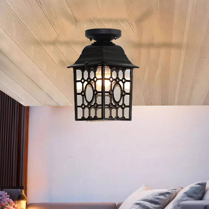Lampe vintage bronze noir grille ajourée éclairage quotidien interrupteur bouton monté surface