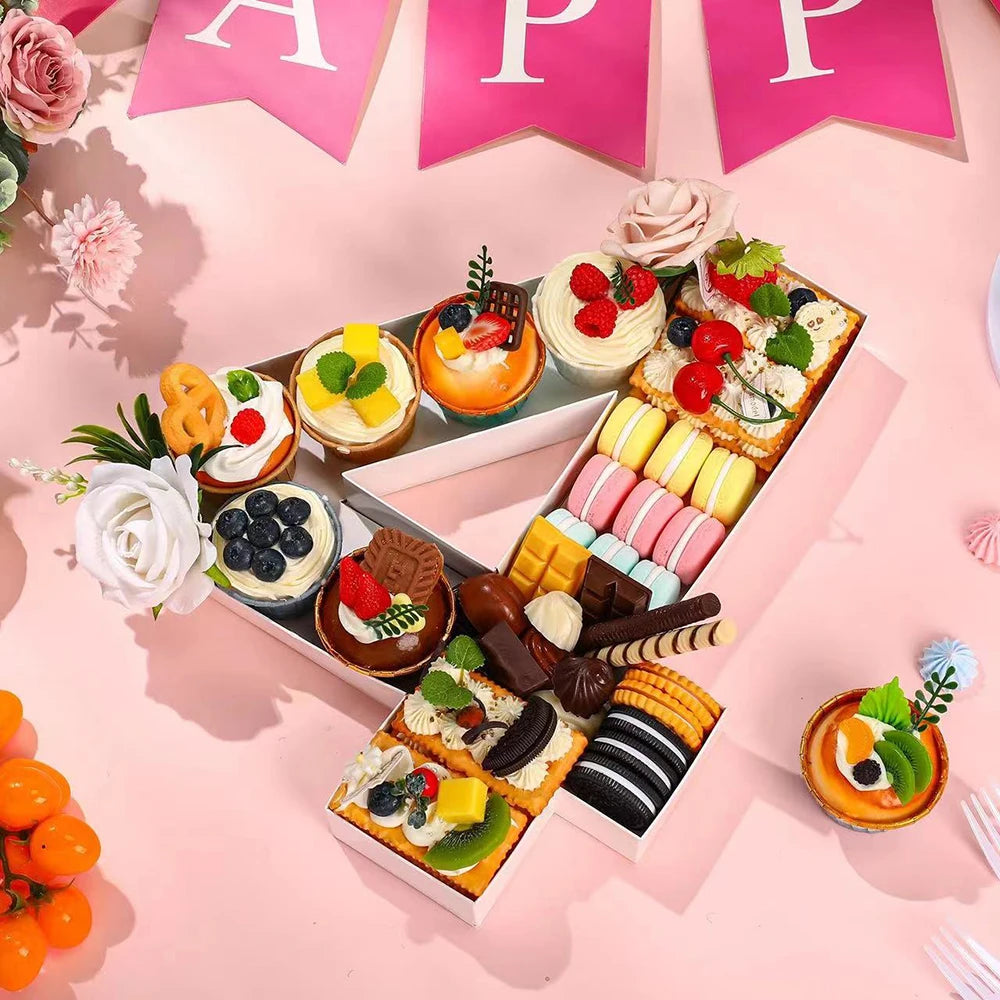boîtes sucreries carton blanc numéros 2025 2024 modernes minimaliste anniversaire fête
