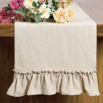 table cuisine chemin table vert foncé blanc classique rustique lavable réutilisable pâques noëlalloween valentin