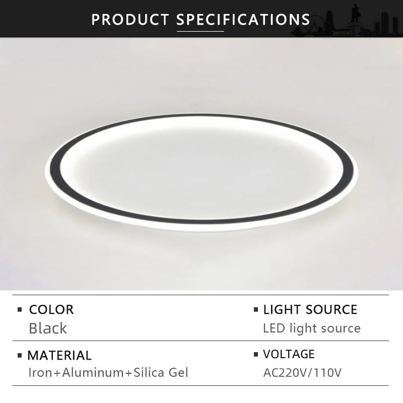 plafonnier led blanc noir minimaliste moderne chambre salon