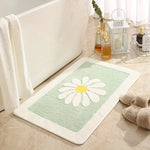 tapis bain moderne vert clair motif fleur blanche non glissant machine lavable 60cm 40cm
