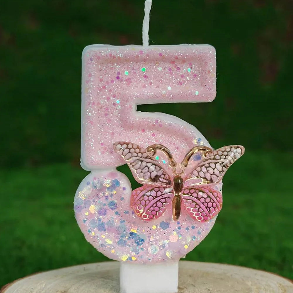 bougies anniversaire chiffres rose blanches paillettes décoratives adhésives boîte rangement support plastique enfants festive