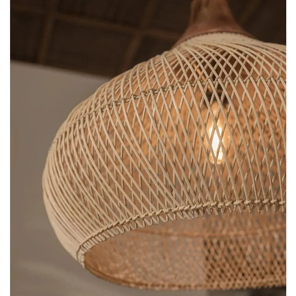 Suspension tressée naturelle moderne rustique salon chambre ampoule chaîne métallique led 50cm