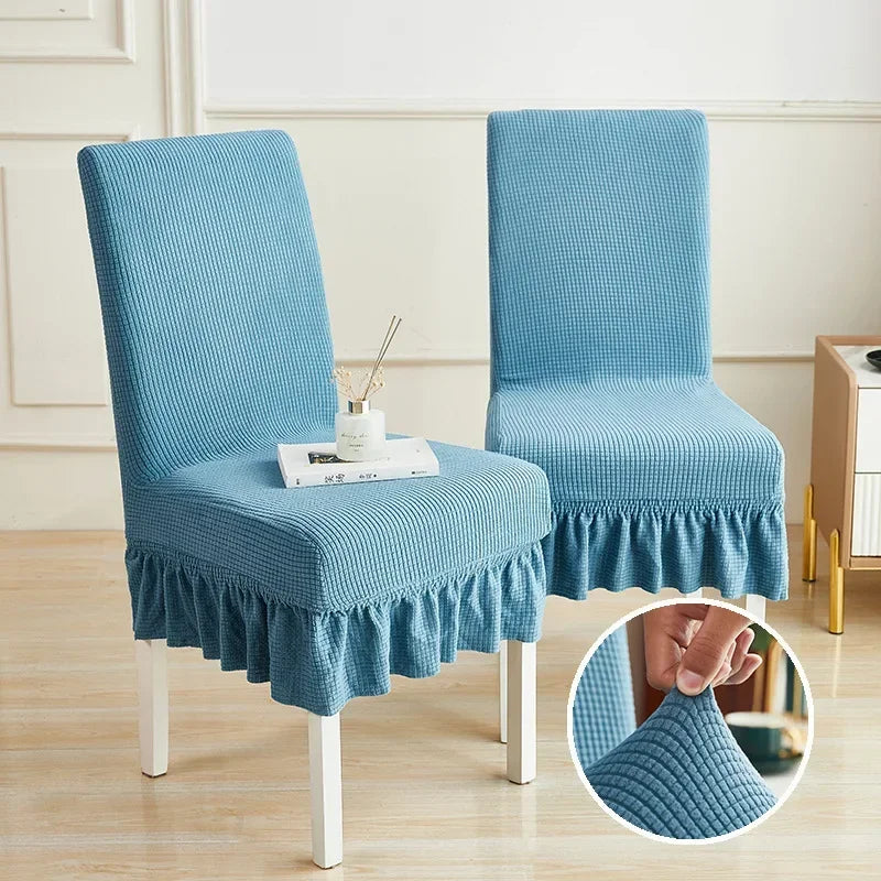 Housse chaise moderne rayées bleu gris vert élasthanne polyester amovible lavable