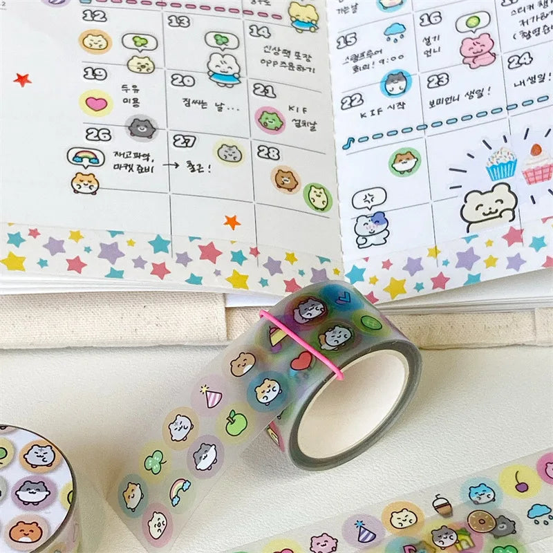 ruban decoratif transparent motifs animaux geometriques decor mignon adhesif educatif dessin ecole fournitures papeterie