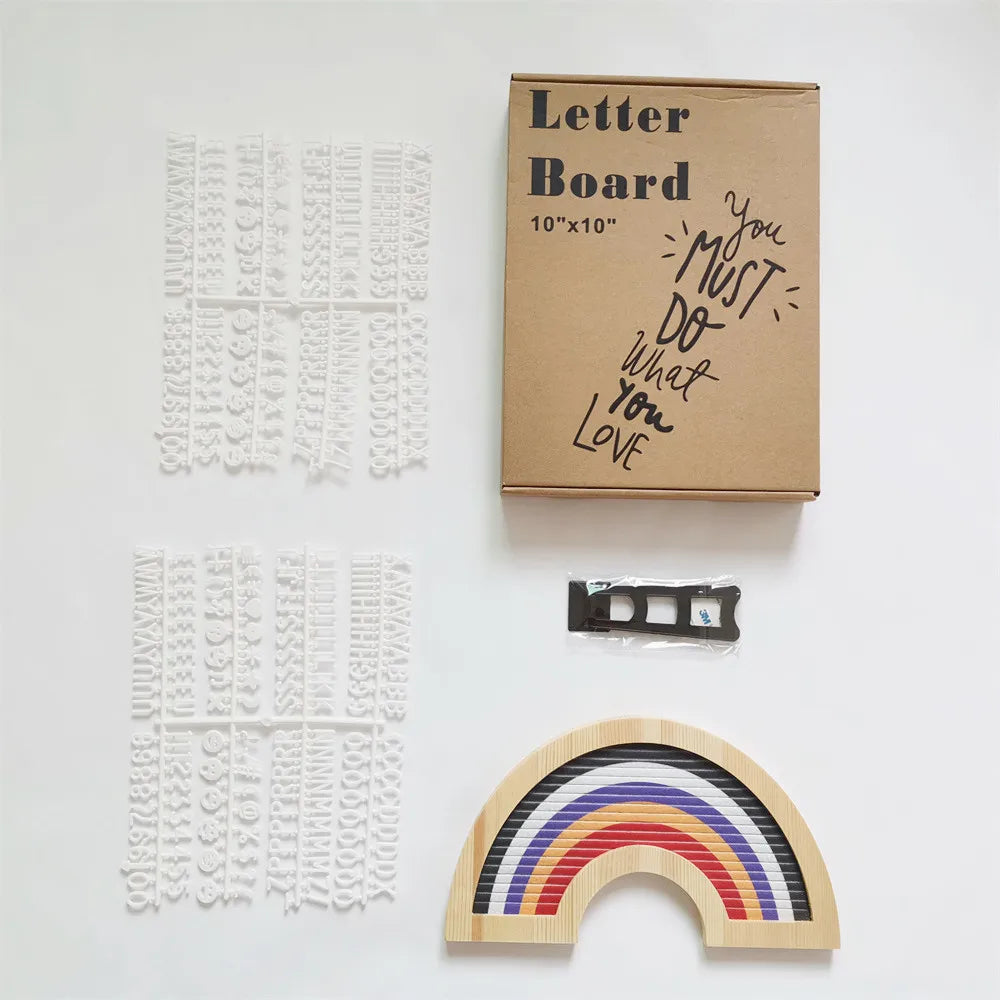 lettres bois arc ciel lettreboard moderne décoration festive planche messages messages colorés boîte rangement