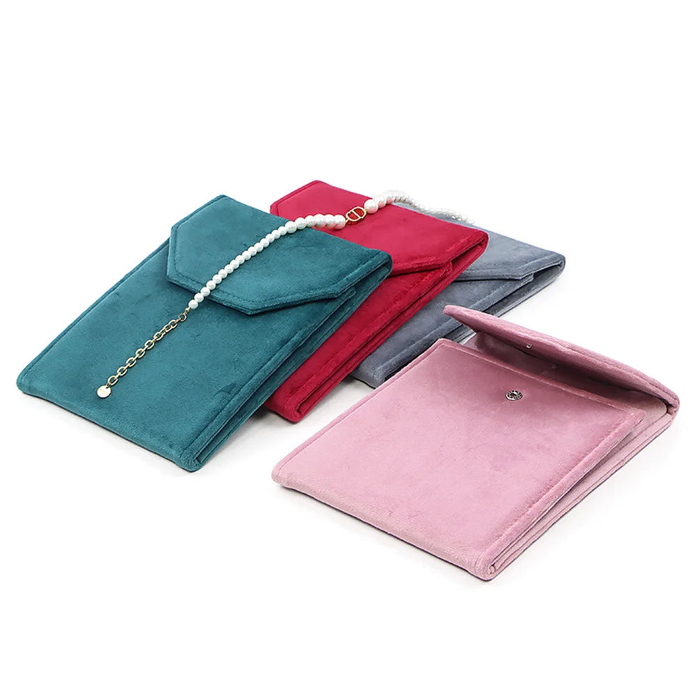 porte bijoux velours vert bleu gris rose rouge classique collier portable sac rangement