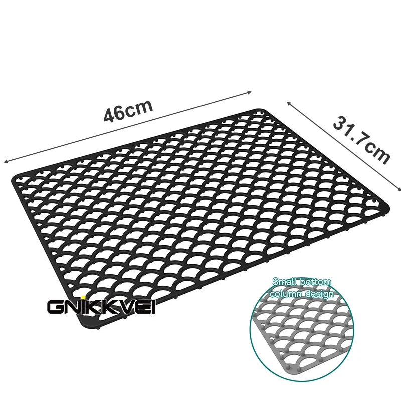 tapis protection silicone moderne gris perforations antidérapant cuisine vaisselle fond évier résistance chaleur