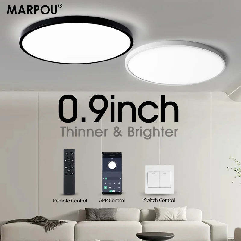 plafonnier led moderne blanc intensité variable application télécommande minimaliste