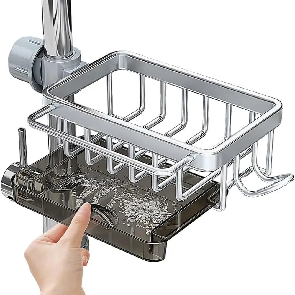 support vaisselle transparent moderne noir gris grille clips gants brosses vaisselles