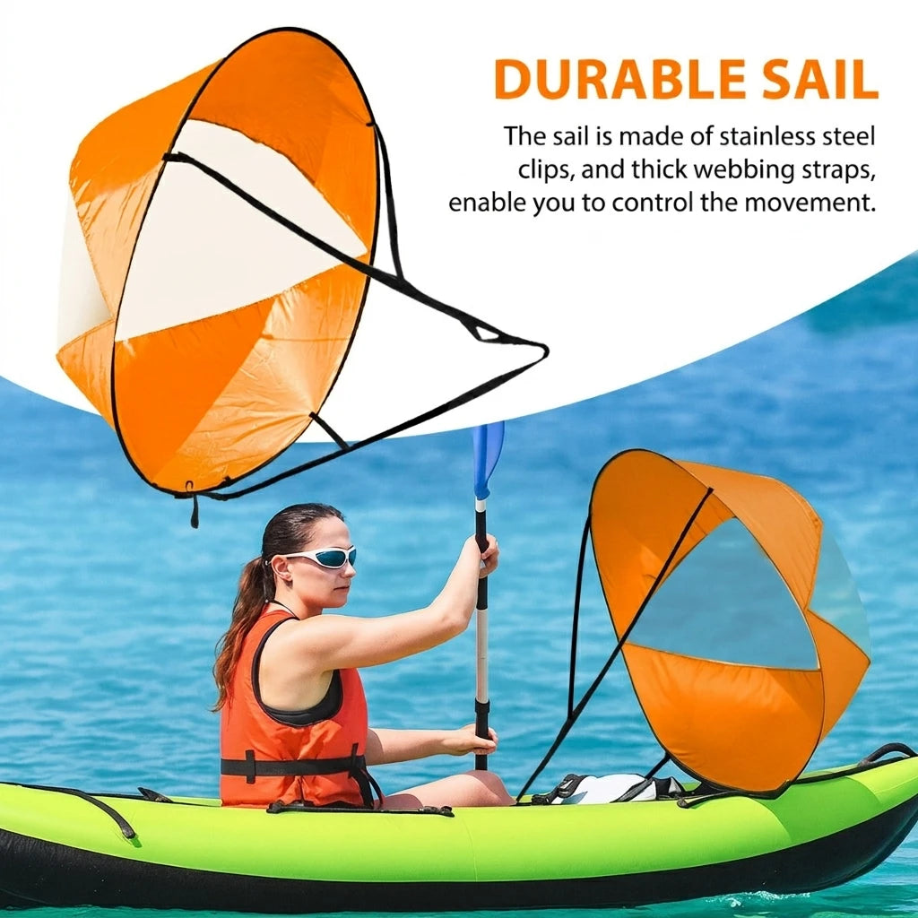 voile kayak orange rayures clips moderne pêche loisir transparent légère pliante