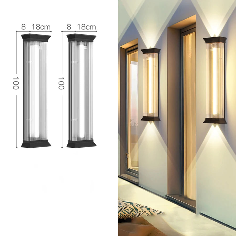 applique murale led moderne noir doré ip55 extérieure mur fixée 100cm 5lumieres