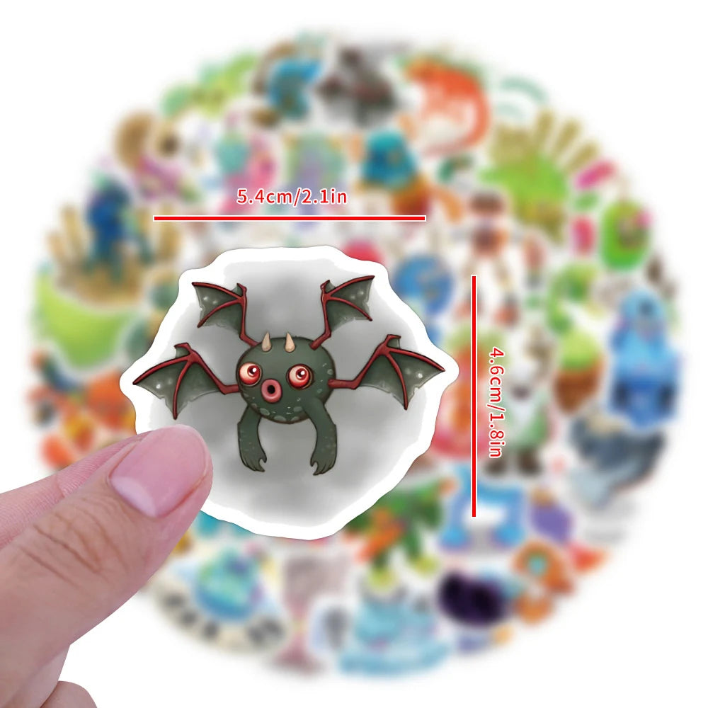 stickers multicolores dessins animés monstres robots animaux pack diy adhésifs mignons musique enfants cartoonaux