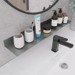 étagère murale adhésive aluminium moderne salle bains accessoires rangement gris lisse sans perçage