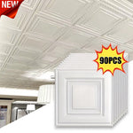 plaque decorative mur impermeeuble adhesif blanc geometrique resistant humidite 35cm 35cm