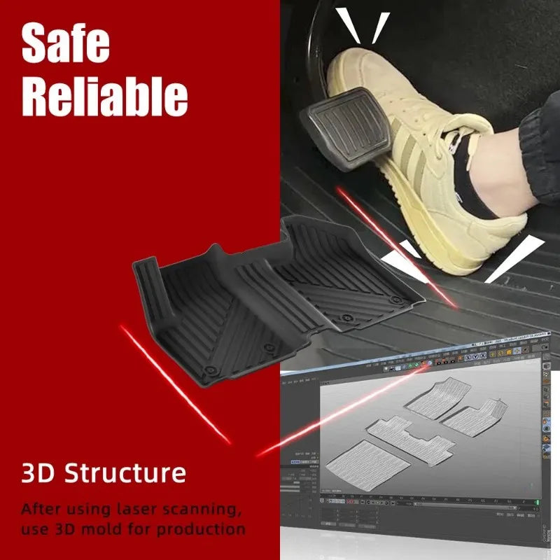 tapis sol voiture noir rayures horizontales moderne waterproof anti dérapant fixations