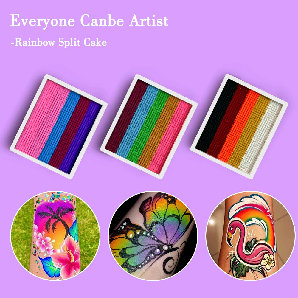 ruban adhésif multicolore rayures horizontales moderne stickers pinceau peinture corporelle uv luminescente halloween festivités