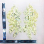 appliques textiles brodées fleurs sequins bleu clair vert rose blanc décoratives vêtements occasion party