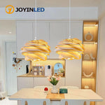 lampe suspendue moderne bois ondulée 30cm ampoule led beige clair blanc