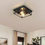 lampe industrielle noire structure métal géométrique filament couloir salle manger