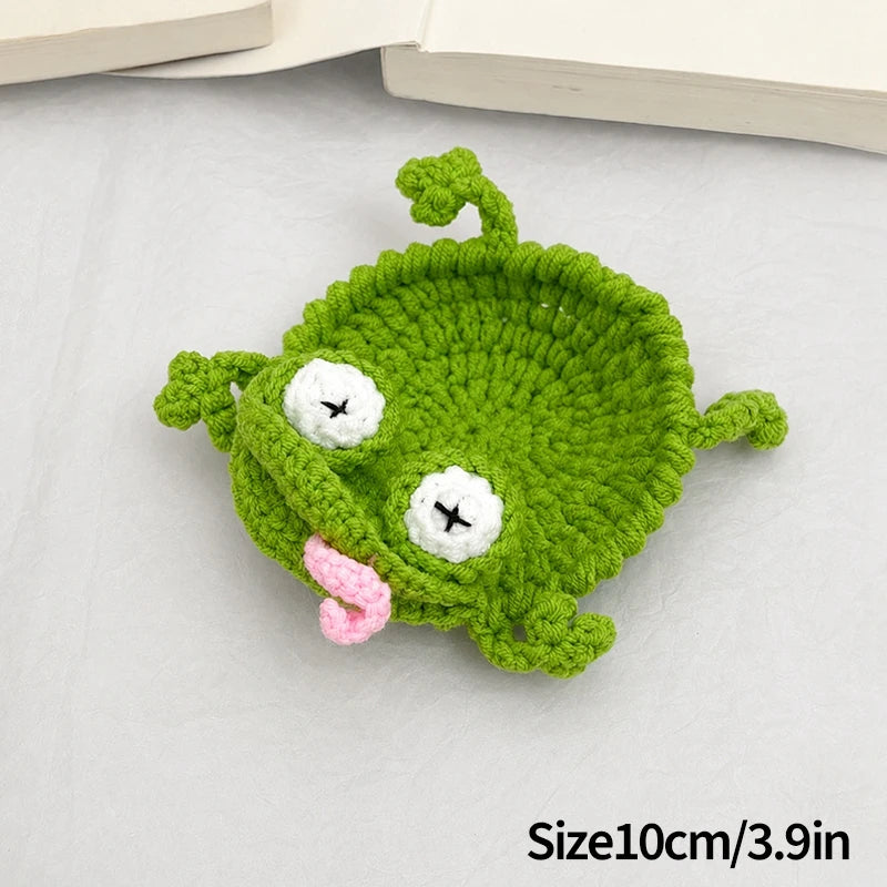 coasters crochetés motifs animaux créatifs opaques vert bleu jaune blanc dinosaure oiseau écologiques