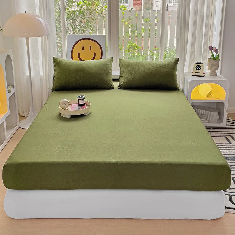 drap plat coton lavé uni moderne lit double grande taille confort doux maison