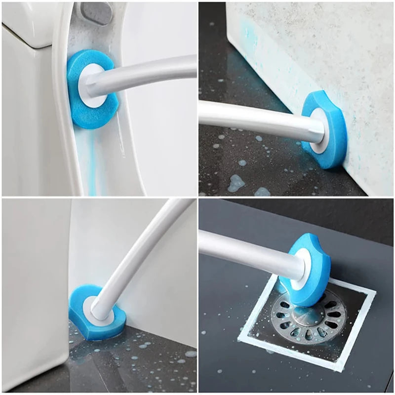 brosse toilette long manche remplacement facile blanc bleu moderne adhésif rechargeable set