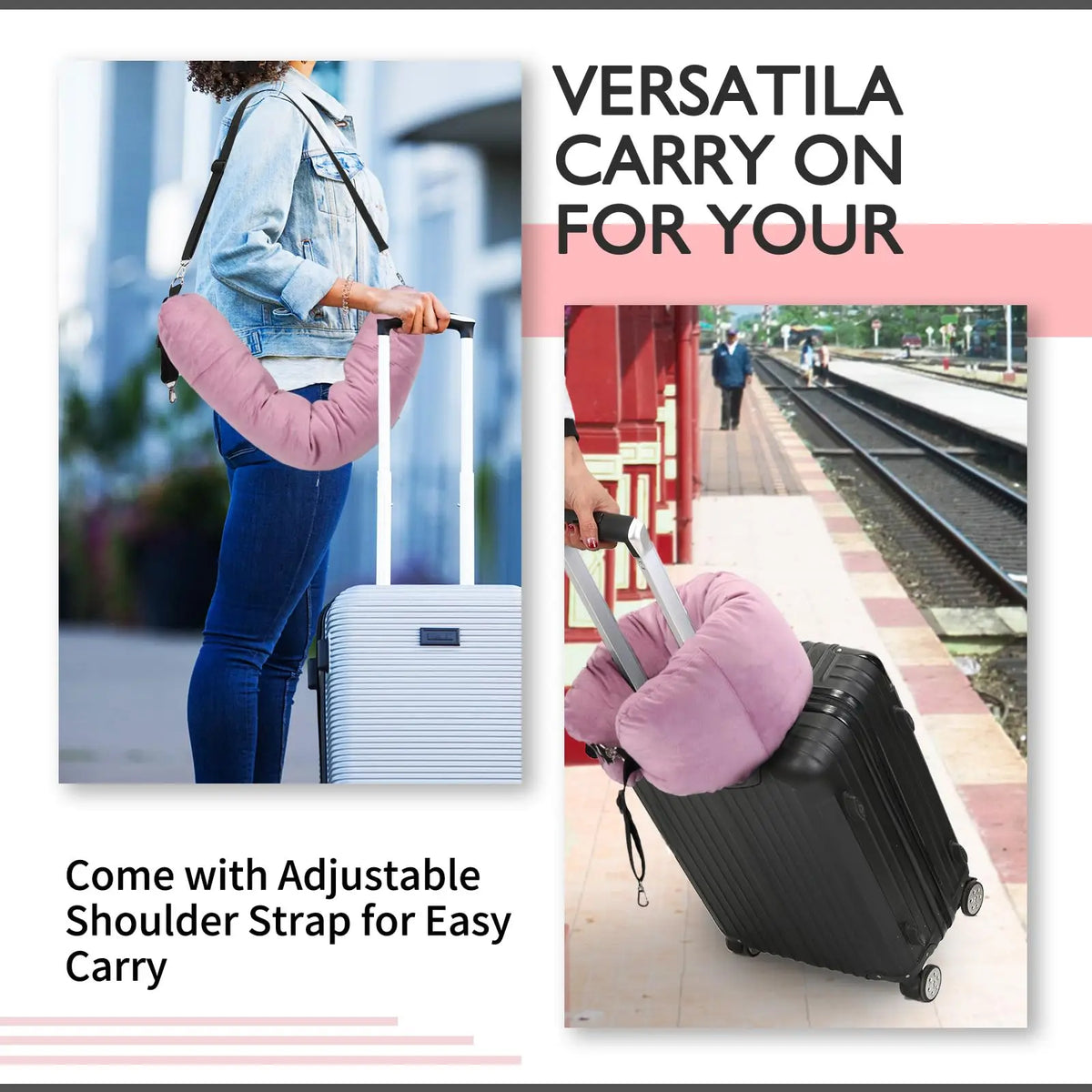 oreiller voyage velours rose pâle confortable épaulières ajustables sac dos portable compressible coton polyester