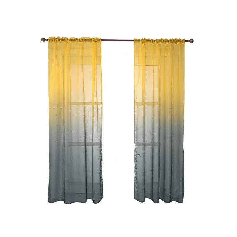 rideau romain moderne translucide dégradé couleurs jaune gris orange bleu salon chambre coucher