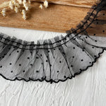 ruban dentelle points noirs blancs bordure dentelée classique élégant 6cm largeur 1m longueur translucide
