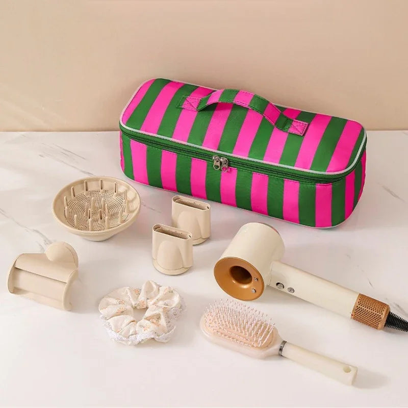 sac rangement coiffure vert rose brosse peigne diffuseur moderne pliable polyester multifonctionnels accessoires capillaires