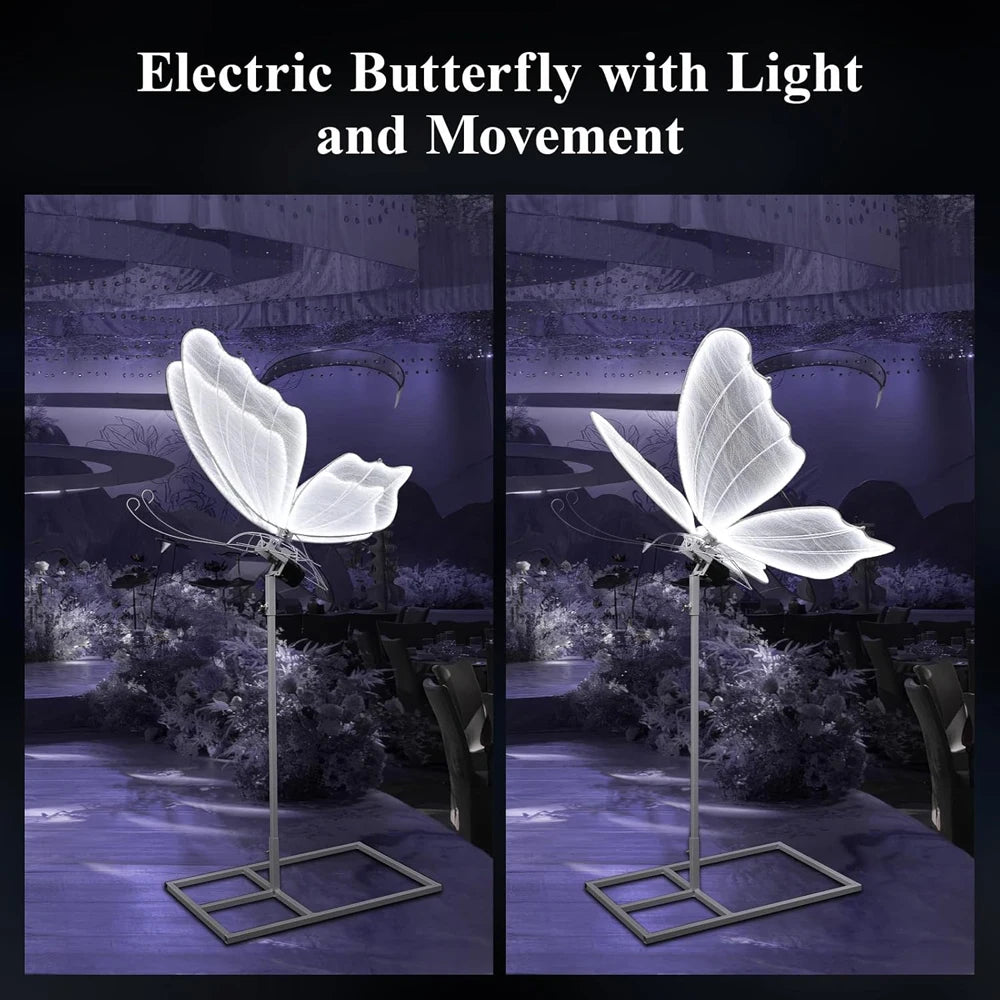 lampe sol moderne papillon blanc ailes battantes grande fête anniversaire mariage événement enfants